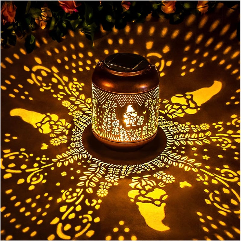 EZTZEN 2 Pack Gnomes Solar Lanterns Outdoor Waterproof Hanging Solar Lights Gnomes Gifts for Women Men Mom Metal Decorative LED Outdoor Lanterns for Patio, Lawn, Landscape, Garden Decor, Yard Decorations - Image 5